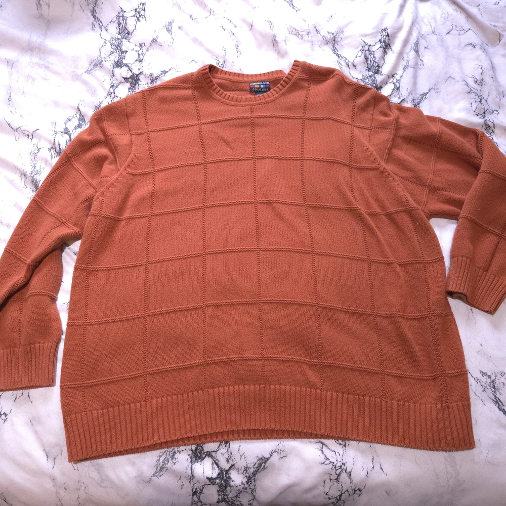Alexander Julian Orange Checkered Sweater